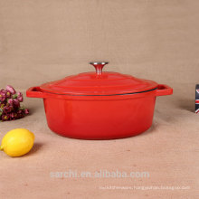 Cast Iron Enamel Cooking Pot Oval Casserole, Cardinal Red